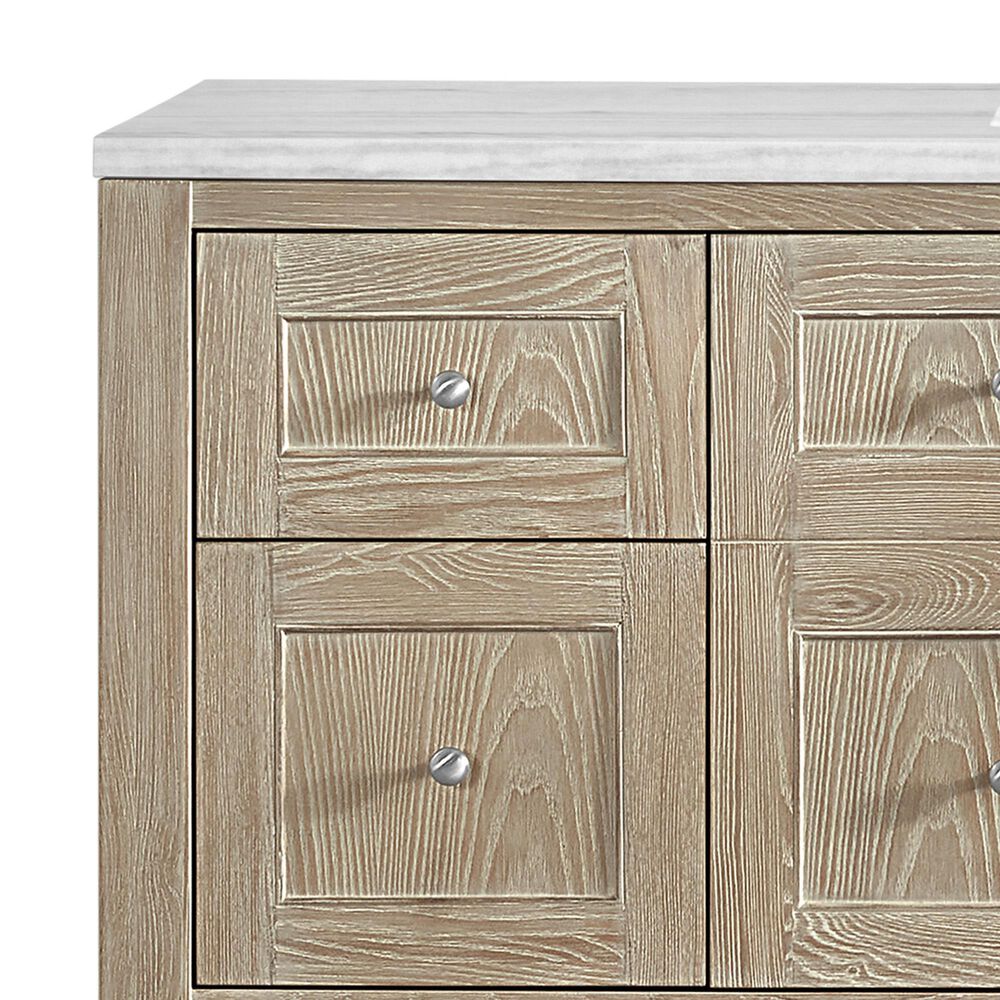 James Martin Vanities Breckenridge 60&quot; Single Bathroom Vanity in Whitewashed Oak with 3 cm Arctic Fall Solid Surface Top and Rectangular Sink, , large