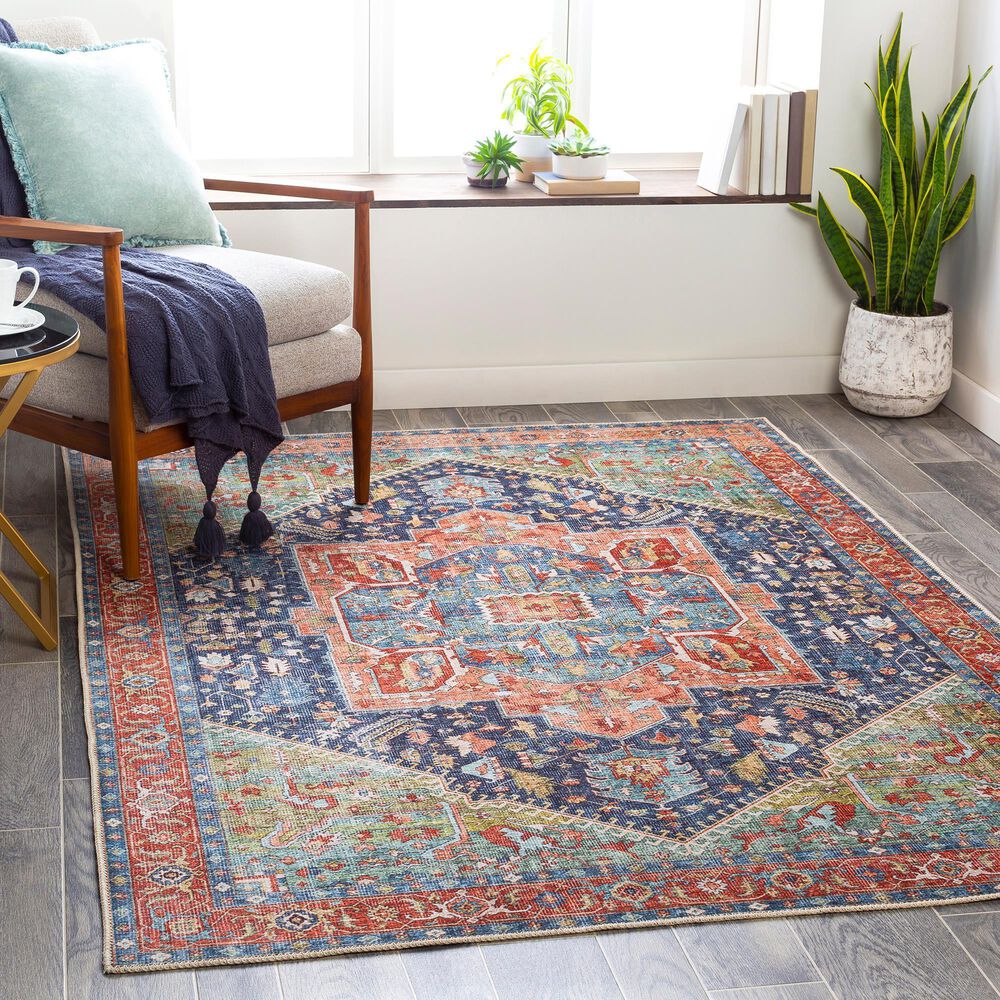 Surya Amelie AML-2311 7&#39;10&quot; x 10&#39;2&quot; Navy, Peach, Green, Coral, Beige and Blush Area Rug, , large