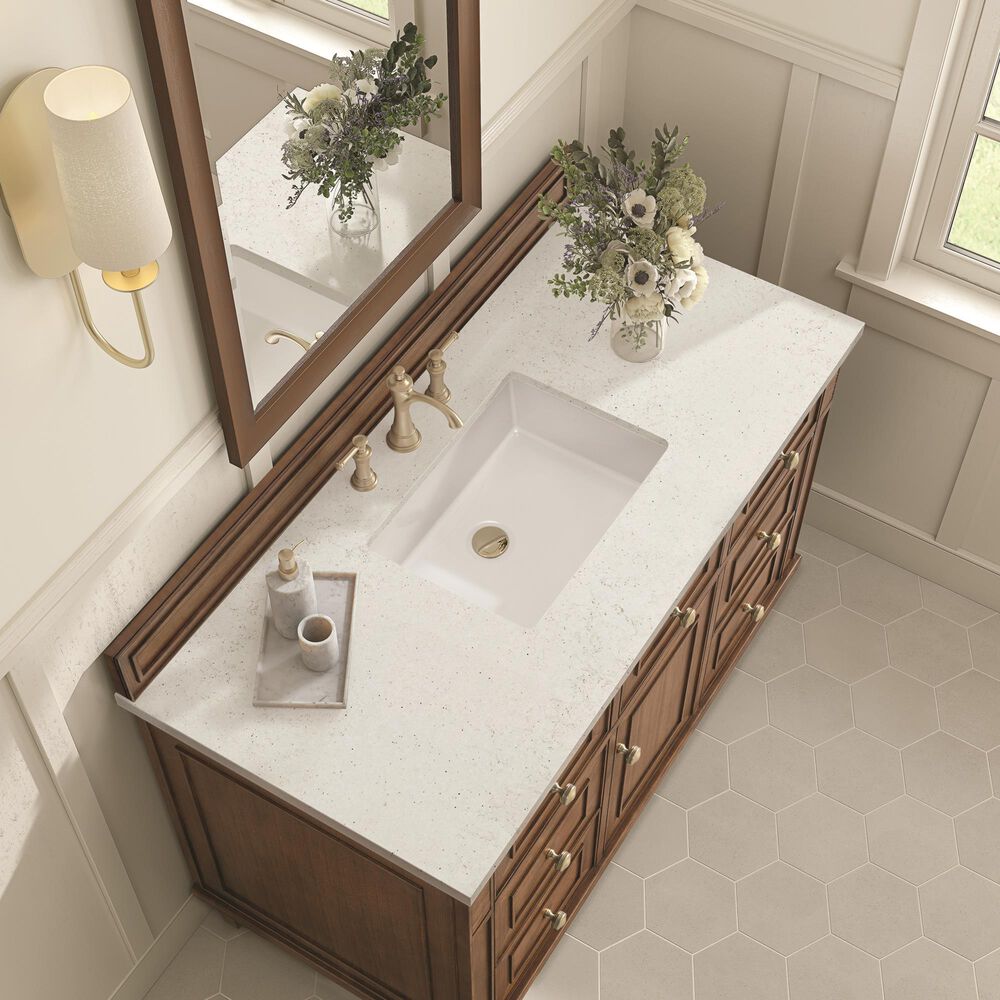 James Martin Vanities Lorelai 48&quot; Single Vanity Mid-Century Walnut with 3 cm Lime Delight Quartz Top, , large