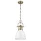 Golden Lighting Duncan 1-Light Small Pendant with Chain and White Shade in Aged Brass, , large