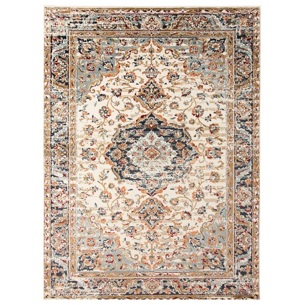 Amer Rugs Allure 2" x 3" Ivory and Navy Blue Area Rug, , large
