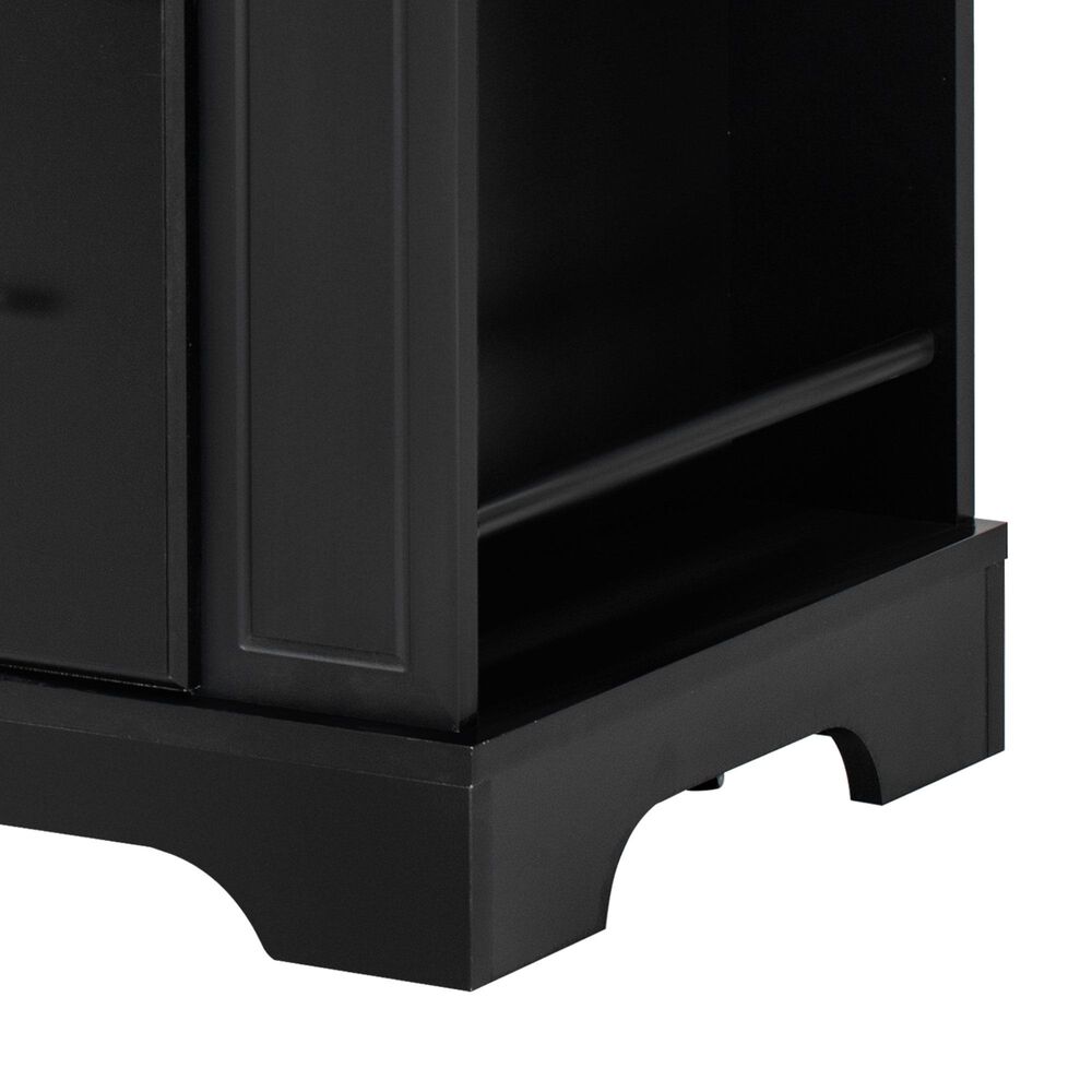 HOMLUX 51" Kitchen Island with Pull Out Trash Can Storage in Black, , large