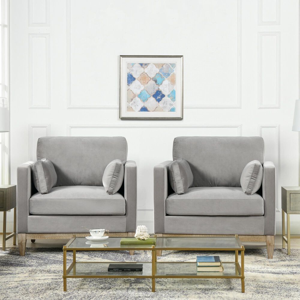 Jennifer Taylor Home Knox Arm Chair in Opal Grey Velvet, , large