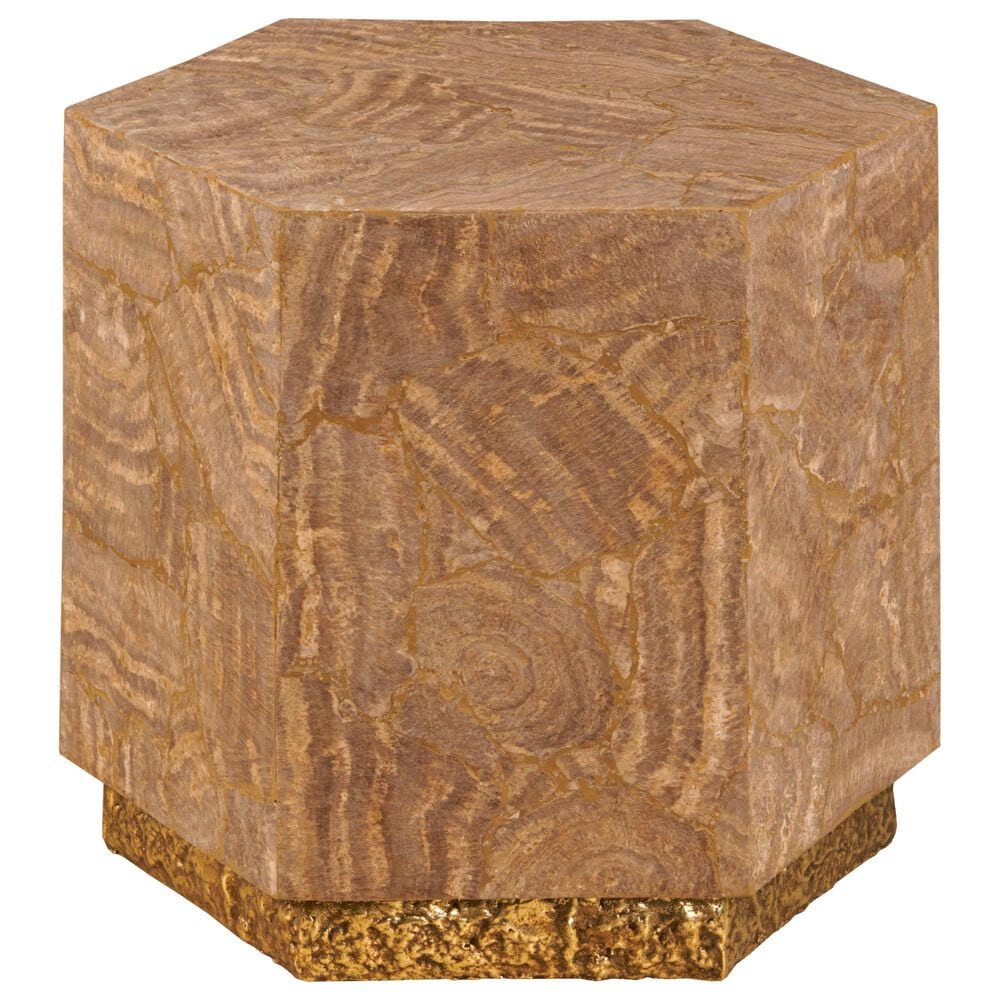 Century Furniture Aidan Hexagon Accent Table in Brown and Brass, , large