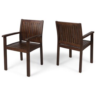 Noble House Wilson Patio Dining Chair in Dark Brown (Set of 2), , large