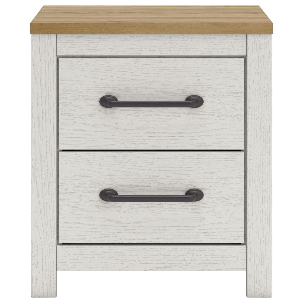 Ashley Linnocreek 2-Drawer Nightstand in White and Warm Brown, , large