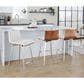 Lumisource Mason Swivel Counter Stool with White Cushion in Stainless Steel and Walnut (Set of 2), , large