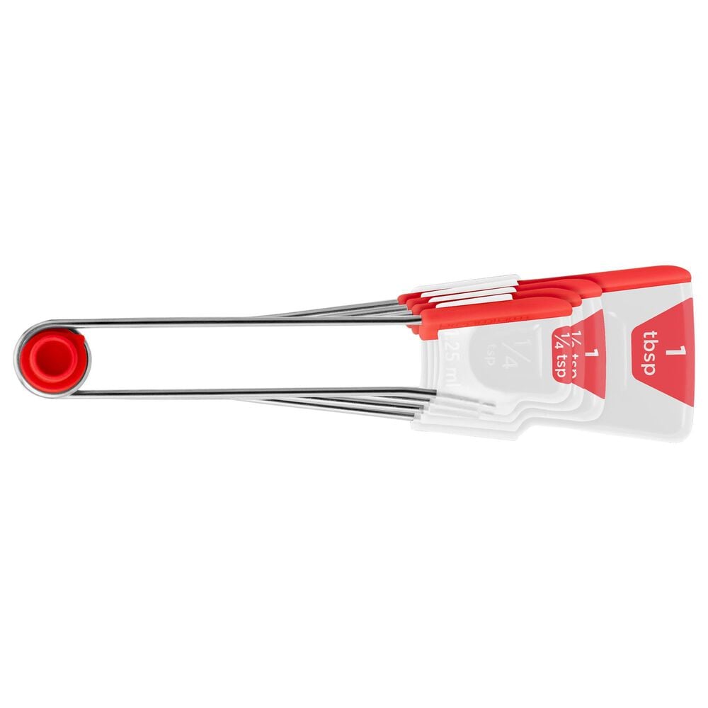 Dreamfarm Levoons 4-Piece Measuring Spoon Set in Clear and Red, , large