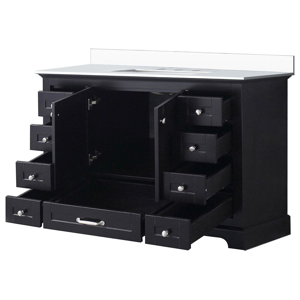 Lexora Home Dukes 48&quot; Single Bathroom Vanity in Espresso with 2 cm White Quartz Top and Rectangular Sink, , large
