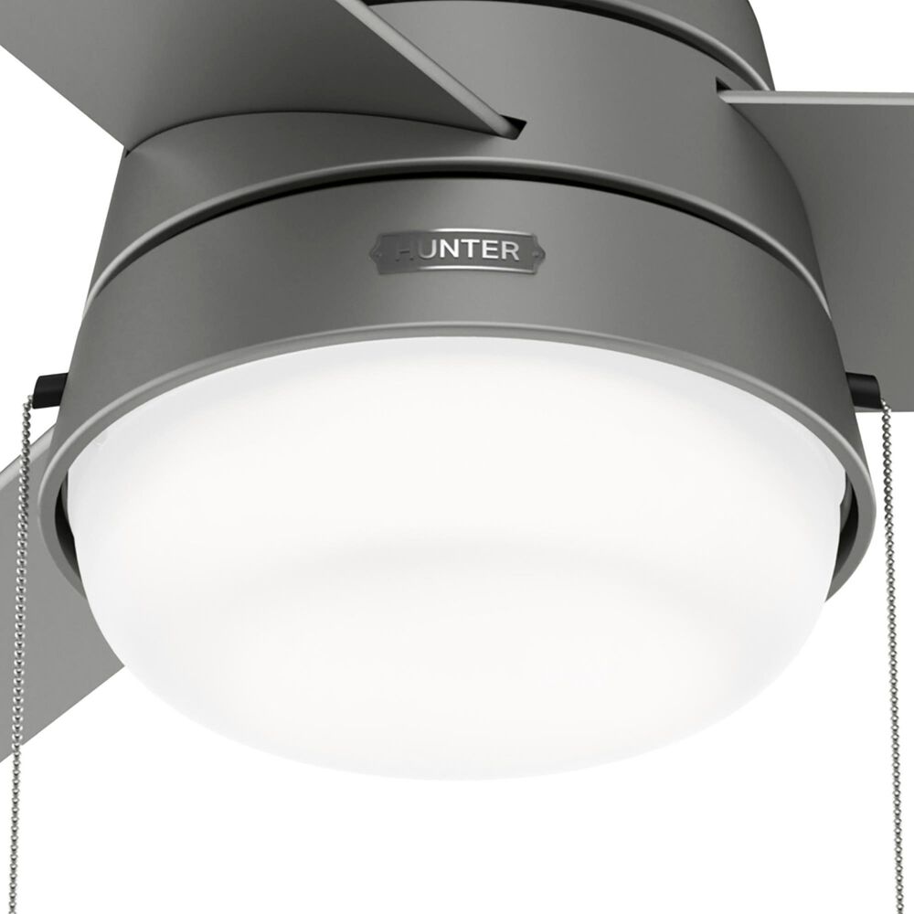 Hunter Aker 52&quot; Outdoor Ceiling Fan with LED Lights in Matte Silver, , large