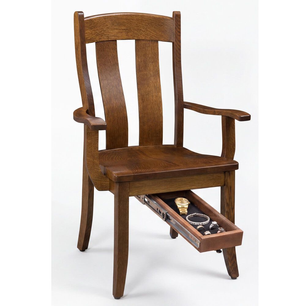Trailways Fort Knox Arm Chair with Quick Drawer in Rustic Quartersawn White Oak, , large