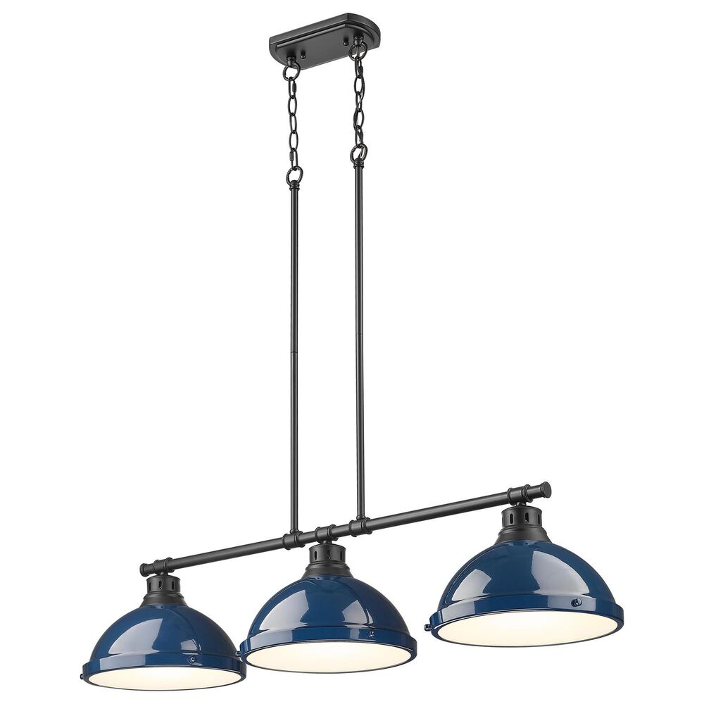 Golden Lighting Duncan 3-Light Pendant with Matte Navy Shade in Matte Black, , large