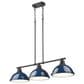 Golden Lighting Duncan 3-Light Pendant with Matte Navy Shade in Matte Black, , large