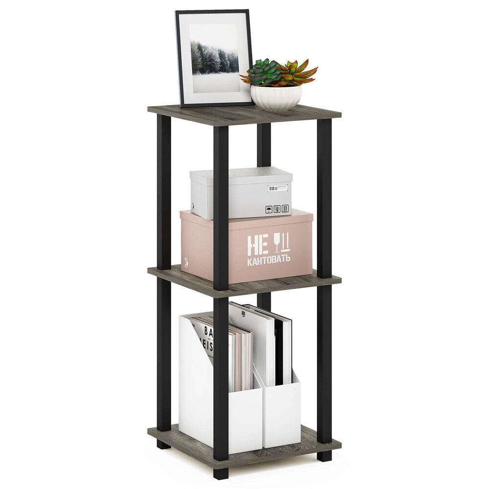 HOMLUX 2-Tier End Table in French Oak and Black (Set of 2), , large