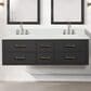 Lexora Home Castor 60" Double Bathroom Vanity in Black with 2 cm White Cultured Marble Top and Rectangular Sinks, , large