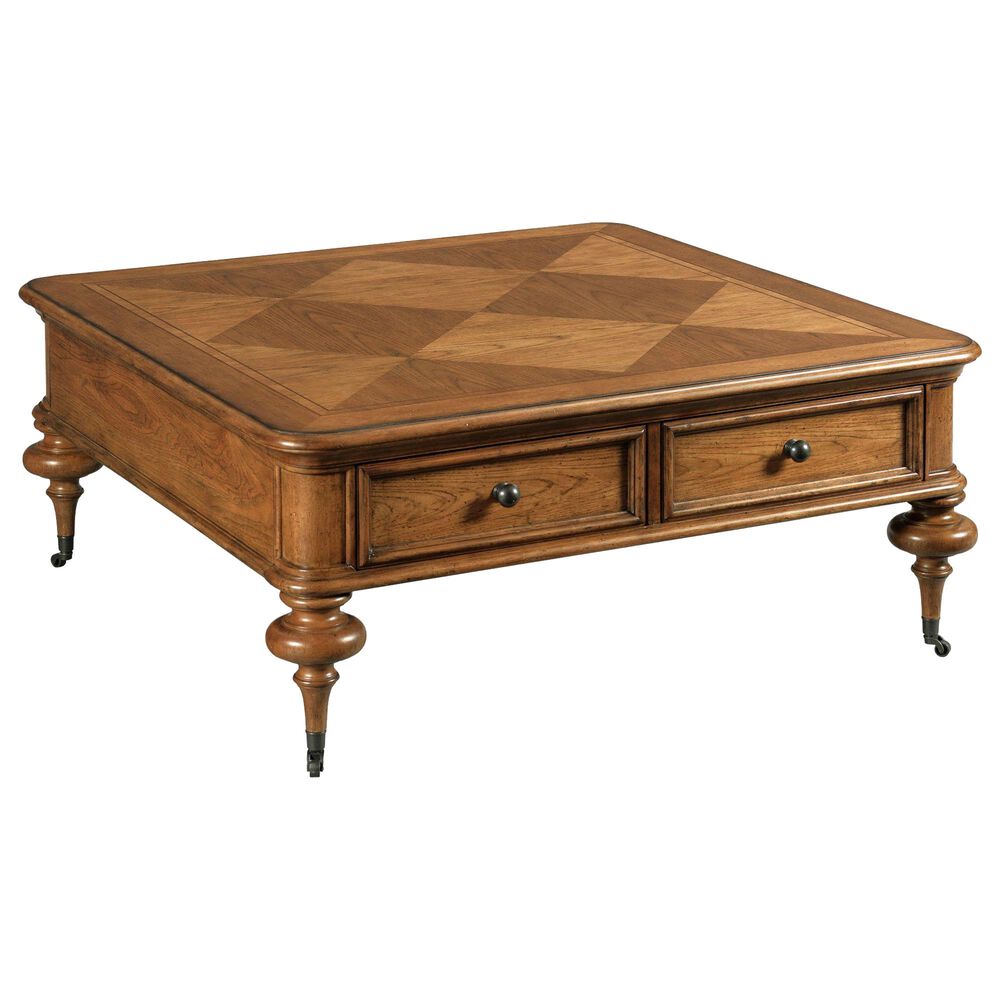 American Drew Berkshire 2-Drawer Pearson Cocktail Table in Golden Oak, , large