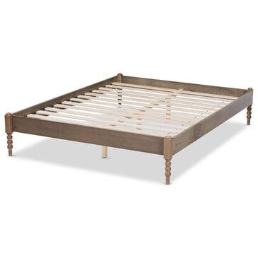 Baxton Studio Cielle Full Platform Bed Frame in Weathered Grey, , large