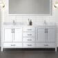 Lexora Home Jacques 72" Double Bathroom Vanity in White with 2 cm White Carrara Marble Top and Rectangular Sinks, , large