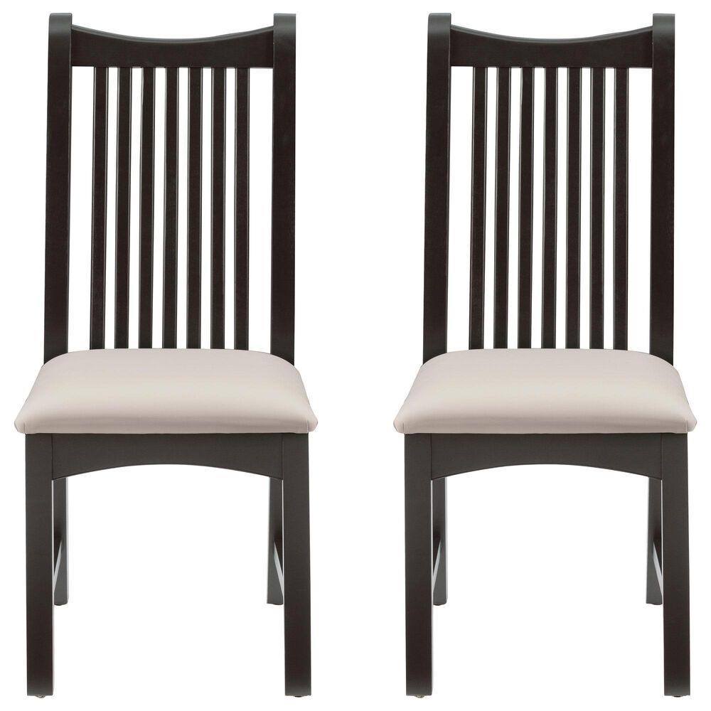 Linon Home Decor Bonnie Side Chair with Light Grey Faux Leather Cushion in Black (Set of 2), , large