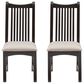 Linon Home Decor Bonnie Side Chair with Light Grey Faux Leather Cushion in Black (Set of 2), , large