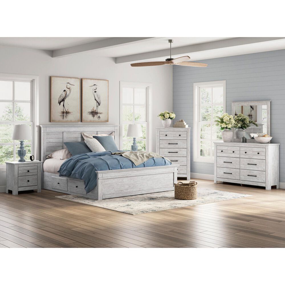 Ashley Makidern 4 Piece King Storage Bedroom Set with Four Drawers in Whitewash, , large
