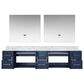 Lexora Home Geneva 84" Double Bathroom Vanity in Navy Blue with 2 cm White Carrara Marble Top, Rectangular Sinks and 36" LED Mirrors, , large