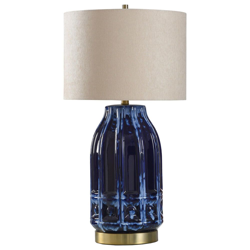 Flair Industries Albany Table Lamp in Navy and Brass, , large