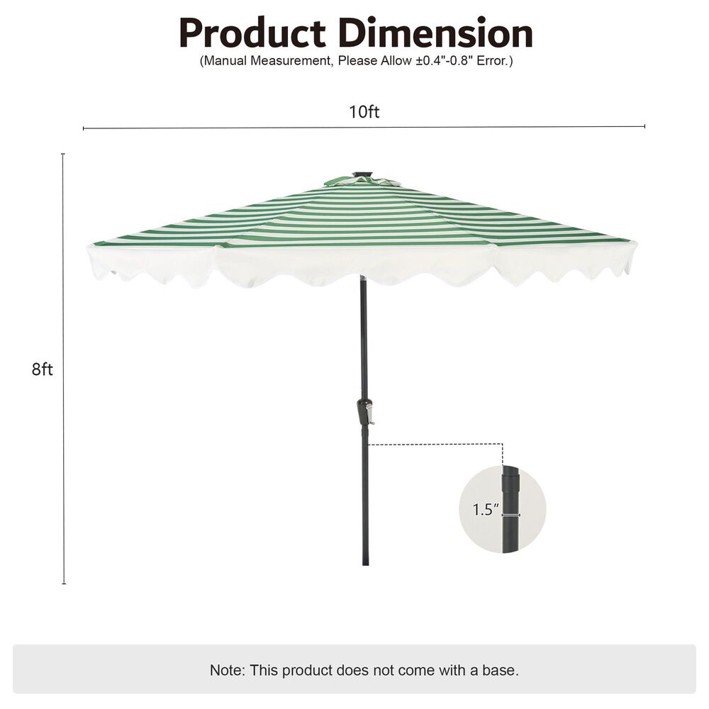 HOMLUX 10' Patio Umbrella with Adjustable Tilt and Scalloped Edge in Green, , large