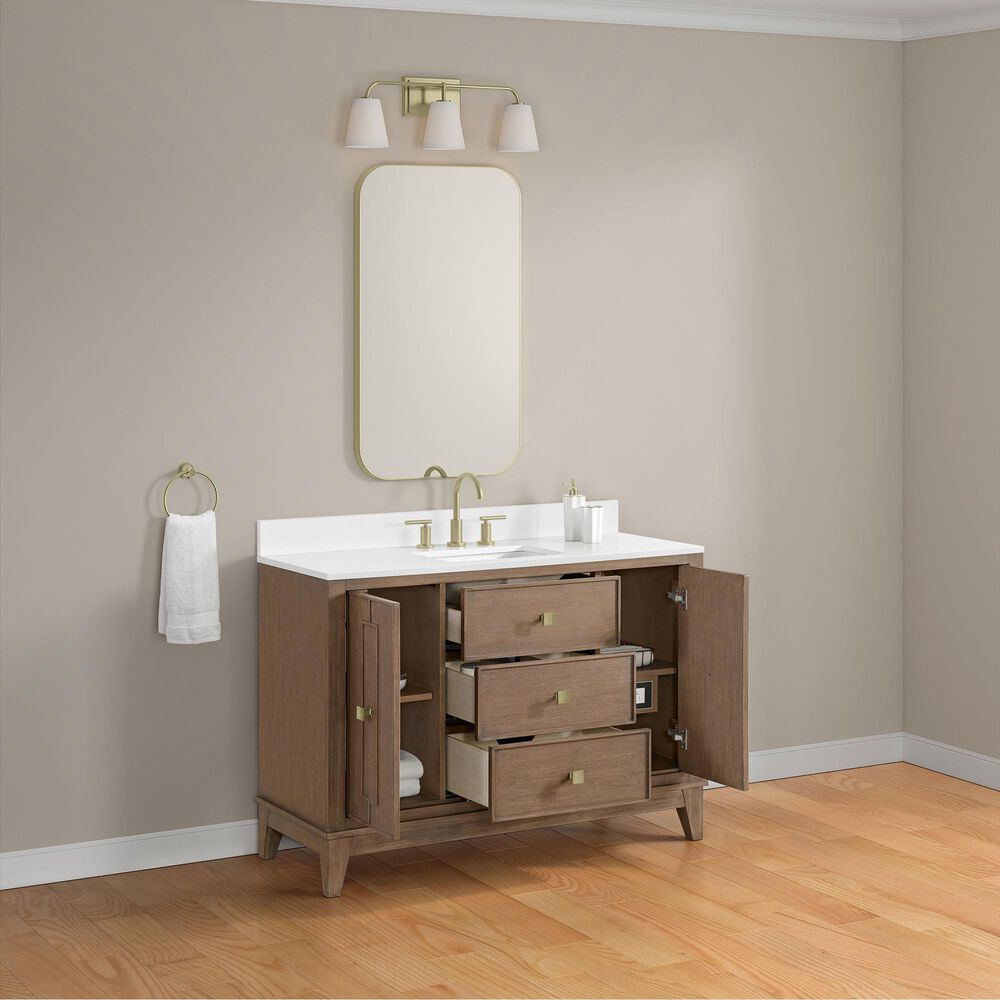 37B Kinsale 48" Single Bathroom Vanity Cabinet in Walnut Drift with White Composite Stone Top and Backsplash, , large