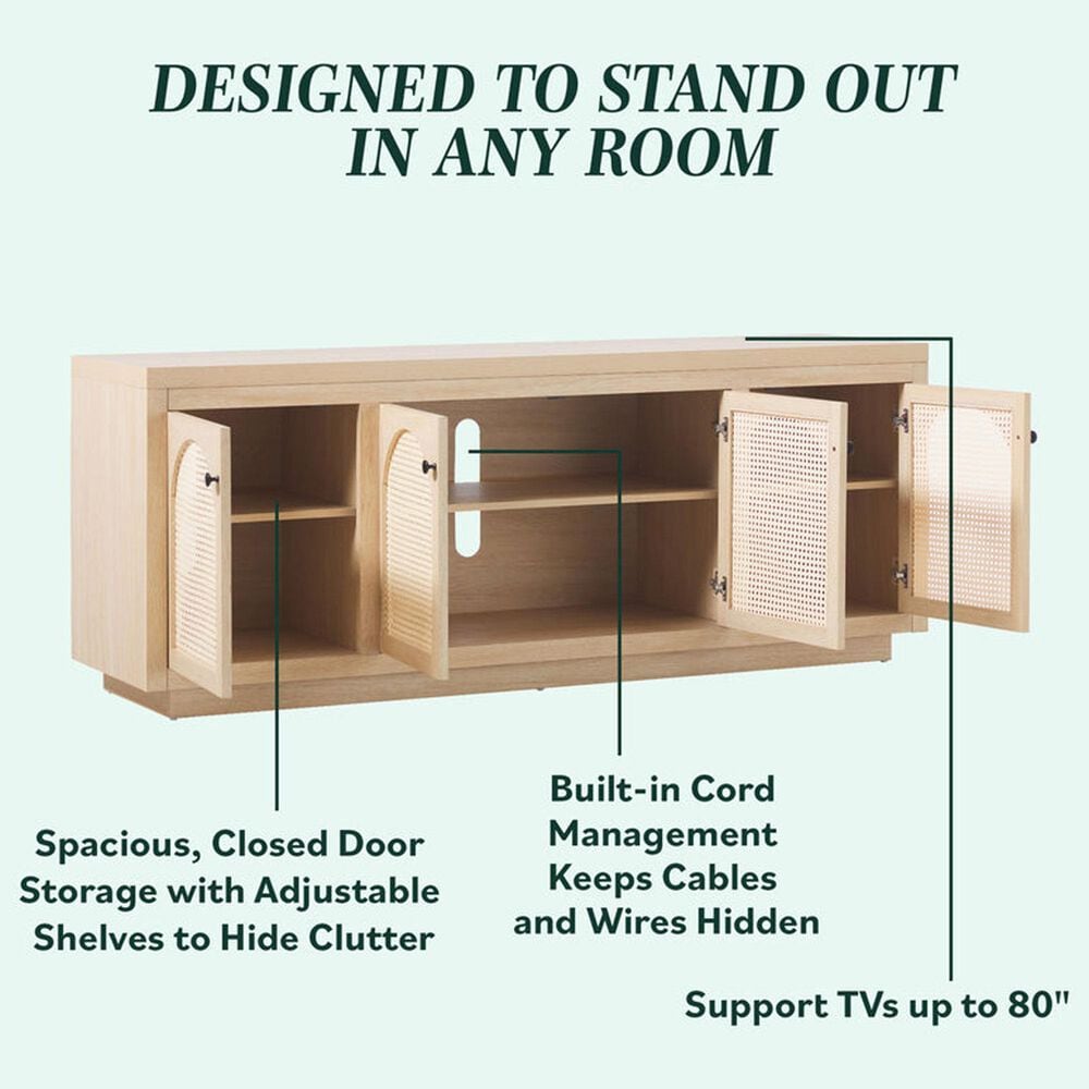 Walker Edison Sasha 70&quot; TV Stand in Coastal Oak, , large