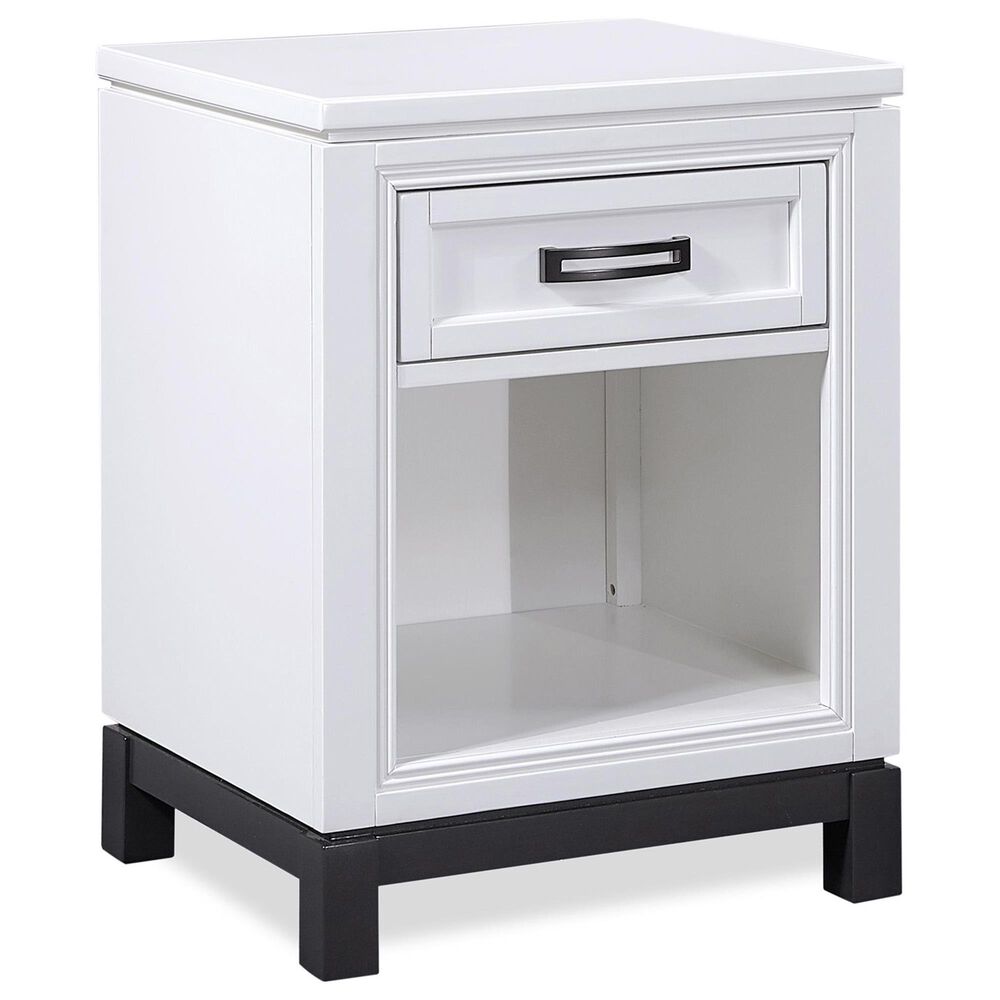 Riva Ridge Hyde Park 1-Drawer Nightstand in White and Black, , large