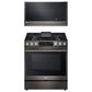 LG 2-Piece Kitchen Package with 6.3 Cu. Ft. Smart Slide-In Gas Range and 2.1 Cu. Ft. Smart Over-the-Range Microwave in Black Stainless Steel, , large