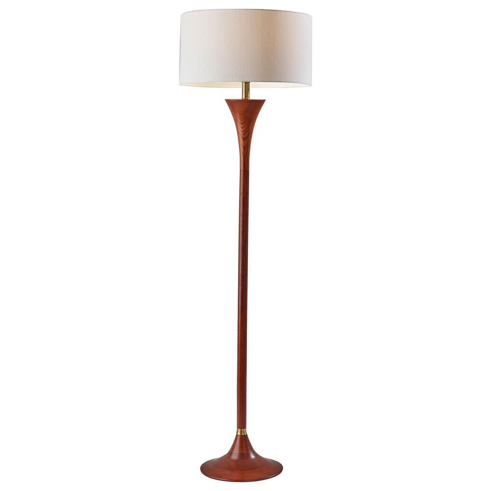 Adesso Rebecca Floor Lamp in Walnut and Antique Brass, , large