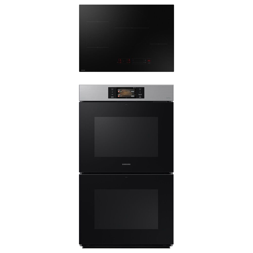 Samsung Bespoke 2-Piece Kitchen Package with Stainless Steel Bespoke 30" Double Wall Oven and Black 30" Induction Cooktop, , large