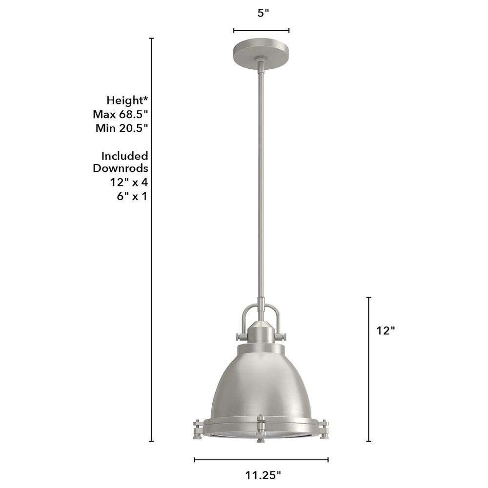 Hunter Bridgemoor 1-Light Pendant in Brushed Nickel, , large