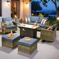 HOMLUX 7 Piece Outdoor Patio Set in Denim Blue, , large