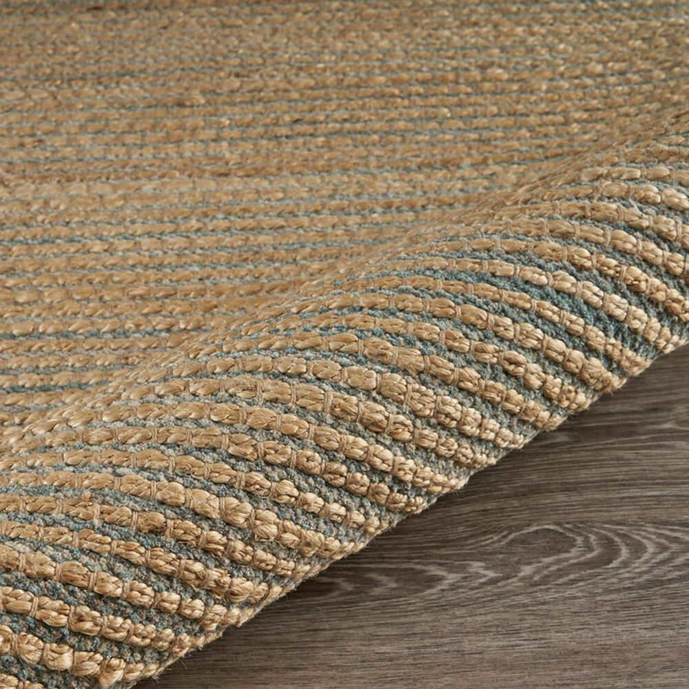 L&amp;R Resources Natural Fiber Striped Spa Blue 5' x 7'9" Area Rug, , large