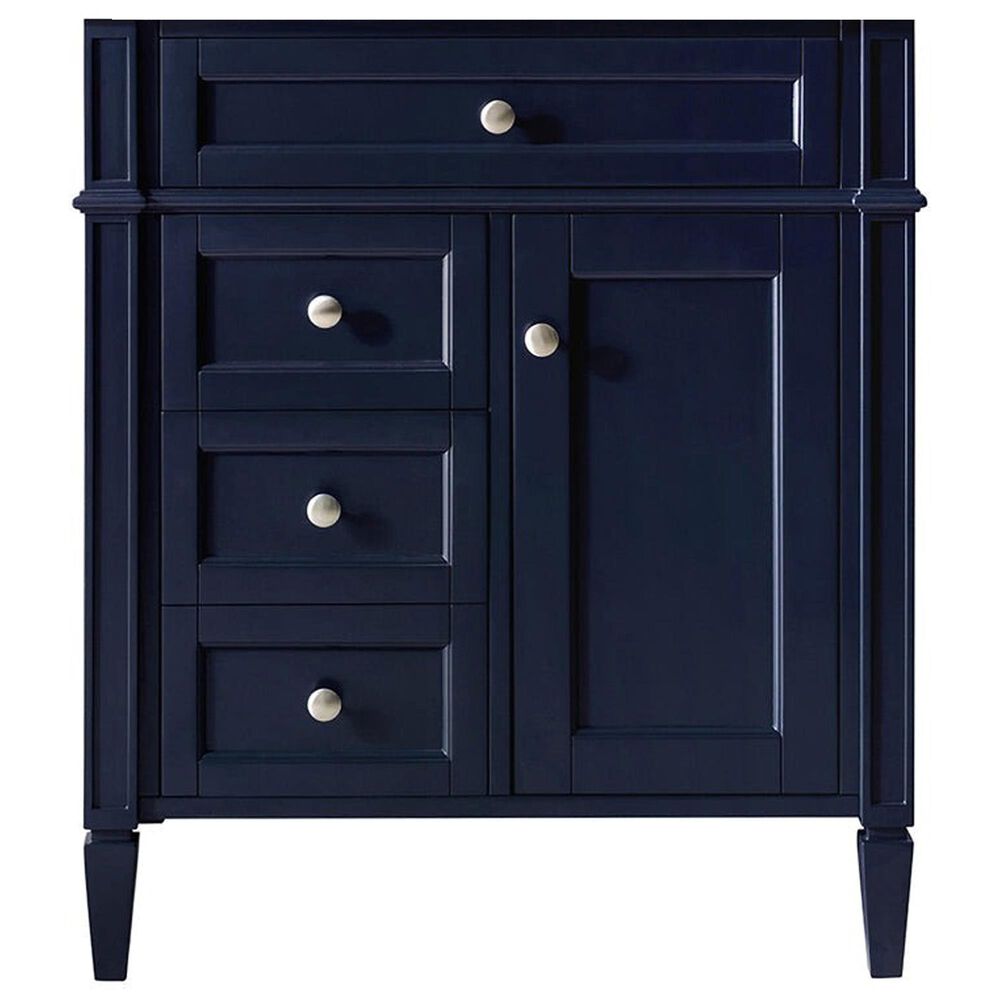 James Martin Vanities Brittany 30" Single Bathroom Vanity in Victory Blue with Single Hole 3 cm White Zeus Quartz Top and Rectangular Sink, , large
