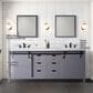 Lexora Home Marsyas 80" Double Bathroom Vanity in Dark Grey with White Carrara Marble Top and Rectangular Sinks, , large