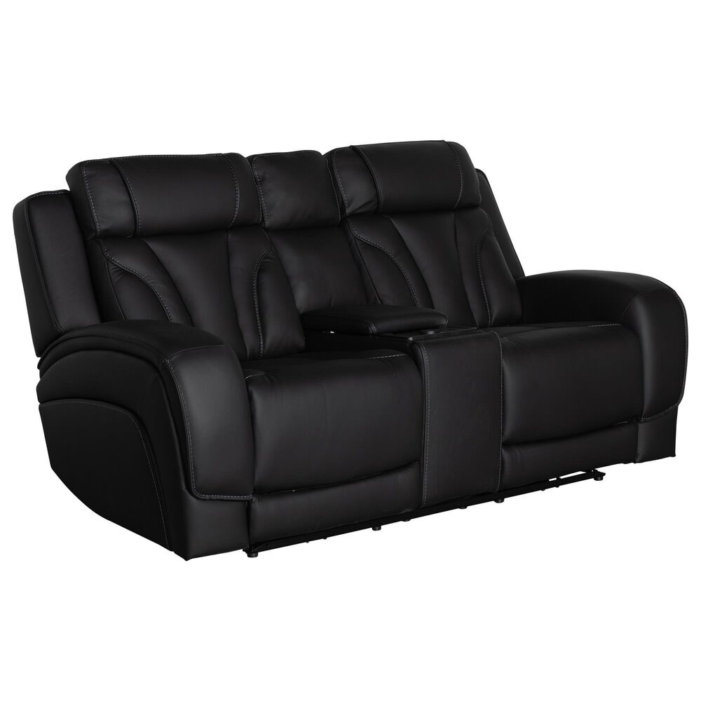 Interlochen Power Reclining Loveseat with Power Headrest in Blanca Jet Black, , large