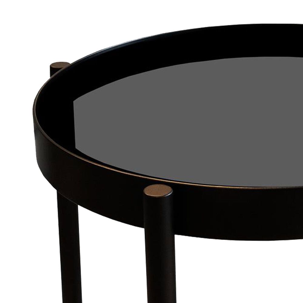 Shannon Hills Felix Round Side Table in Black and Walnut, , large