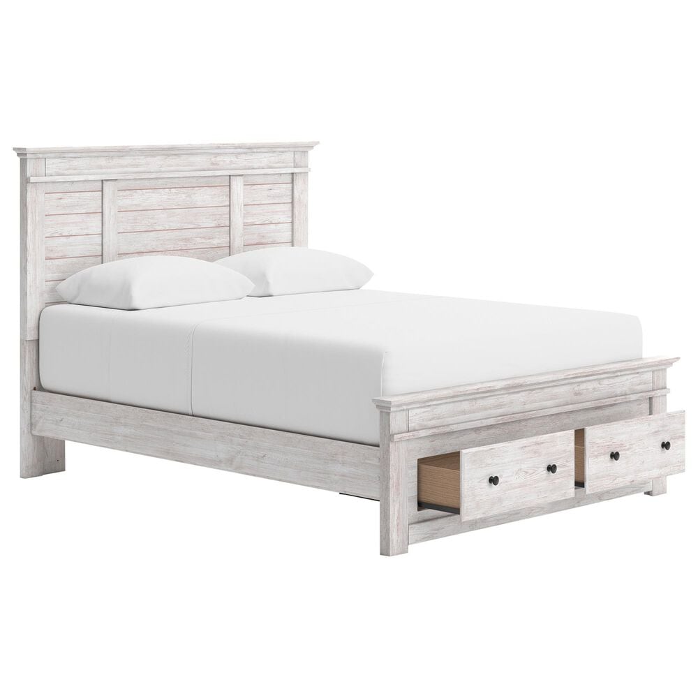 Ashley Makidern Queen Storage Bed with Two Drawers in Whitewash, , large