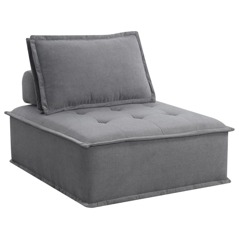 Elements International Paxton 4-Piece Armless Modular Sectional in Charcoal, , large