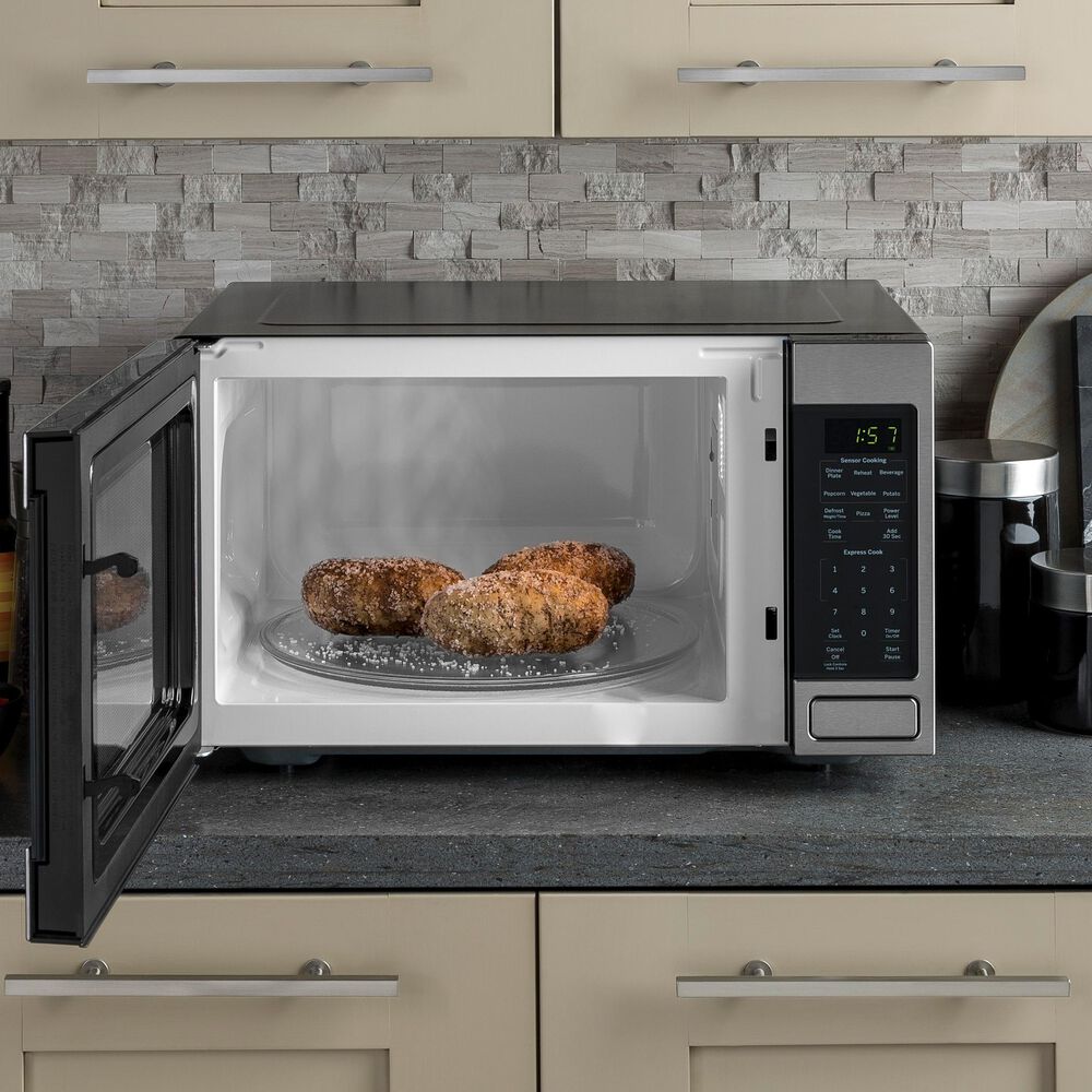 GE Appliances 1.6 Cu. Ft. Countertop Microwave Oven with Sensor Cooking Controls in Stainless Steel, , large