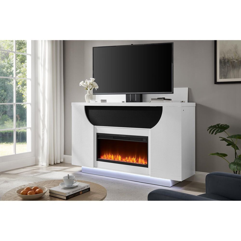 Global Furniture USA Aveena 76-Inch Fireplace in White, , large