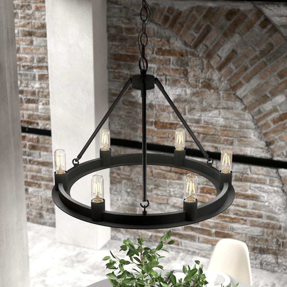 37B Saddlewood 6-Light Chandelier in Natural Iron, , large