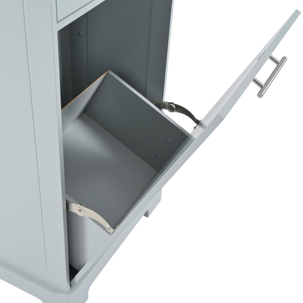 HOMLUX 47" Fluted Kitchen Island with Trash Can Storage Cabinet in Grey, Blue and Natural, , large