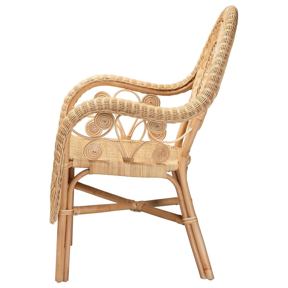 Baxton Studio Putri Rattan Arm Chair in Natural Brown, , large