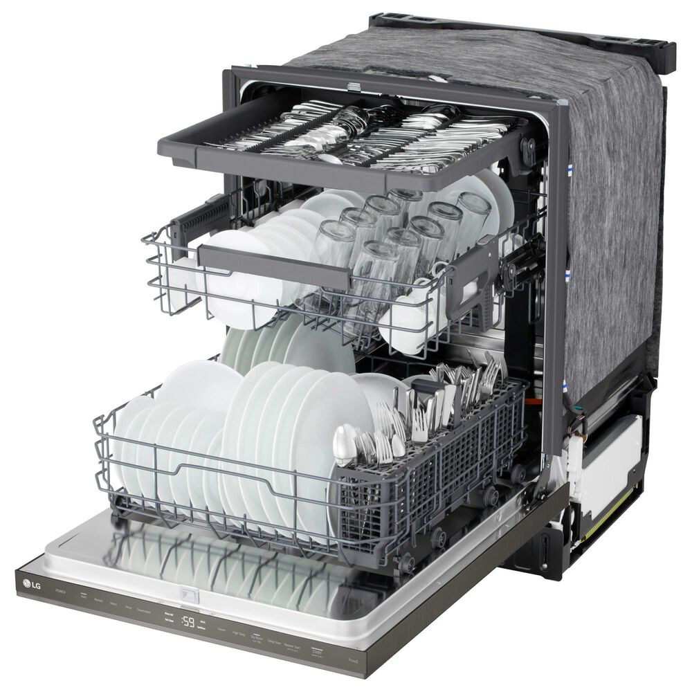 LG 24" Built-In Pocket Handle Dishwasher with SteamAssist in Black Stainless Steel, , large