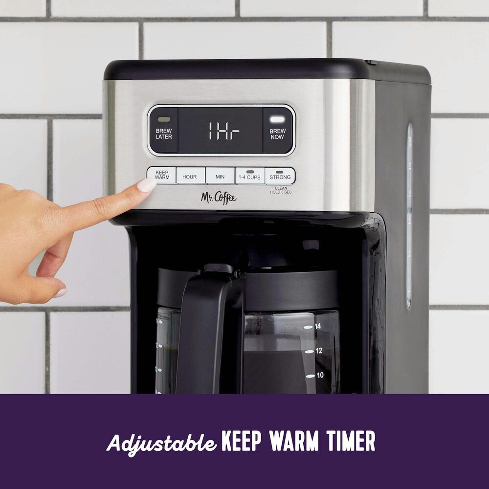 Mr. Coffee 14-Cup Programmable Coffee Maker in Black and Stainless Steel, , large
